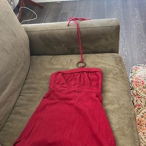 super cute red strapless dress